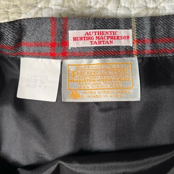 Vintage Pendleton Wool Tartan Plaid Pencil Skirt size 16 DarkAcademia Twee Prep - Picture 3 of 12